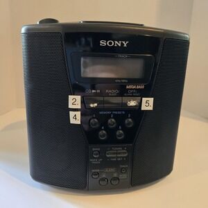 Sony Mega Bass ICF-CD833‎ CD Player Alarm Clock Radio -AM/FM *TESTED*